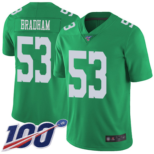 Men Philadelphia Eagles #53 Nigel Bradham Limited Green Rush Vapor Untouchable NFL Jersey 100th Season->nfl t-shirts->Sports Accessory